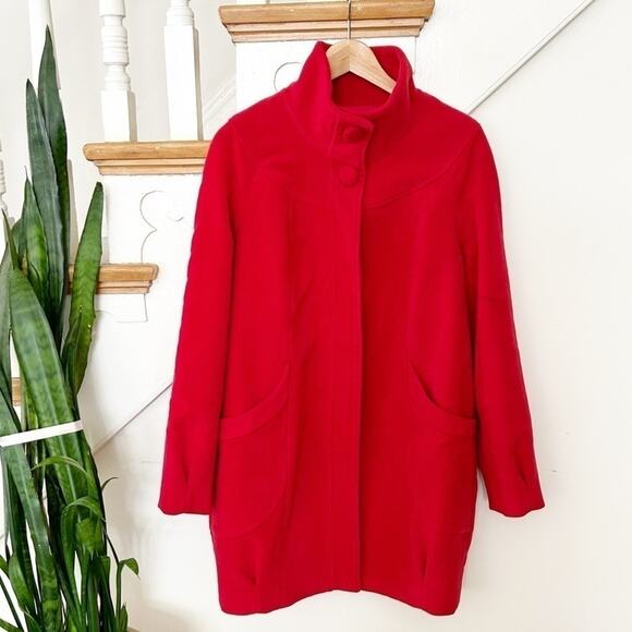 Kiabi Woman Red Long Sleeve Stand Collar Two Button Winter Coat Size EU38/40 - Picture 1 of 6